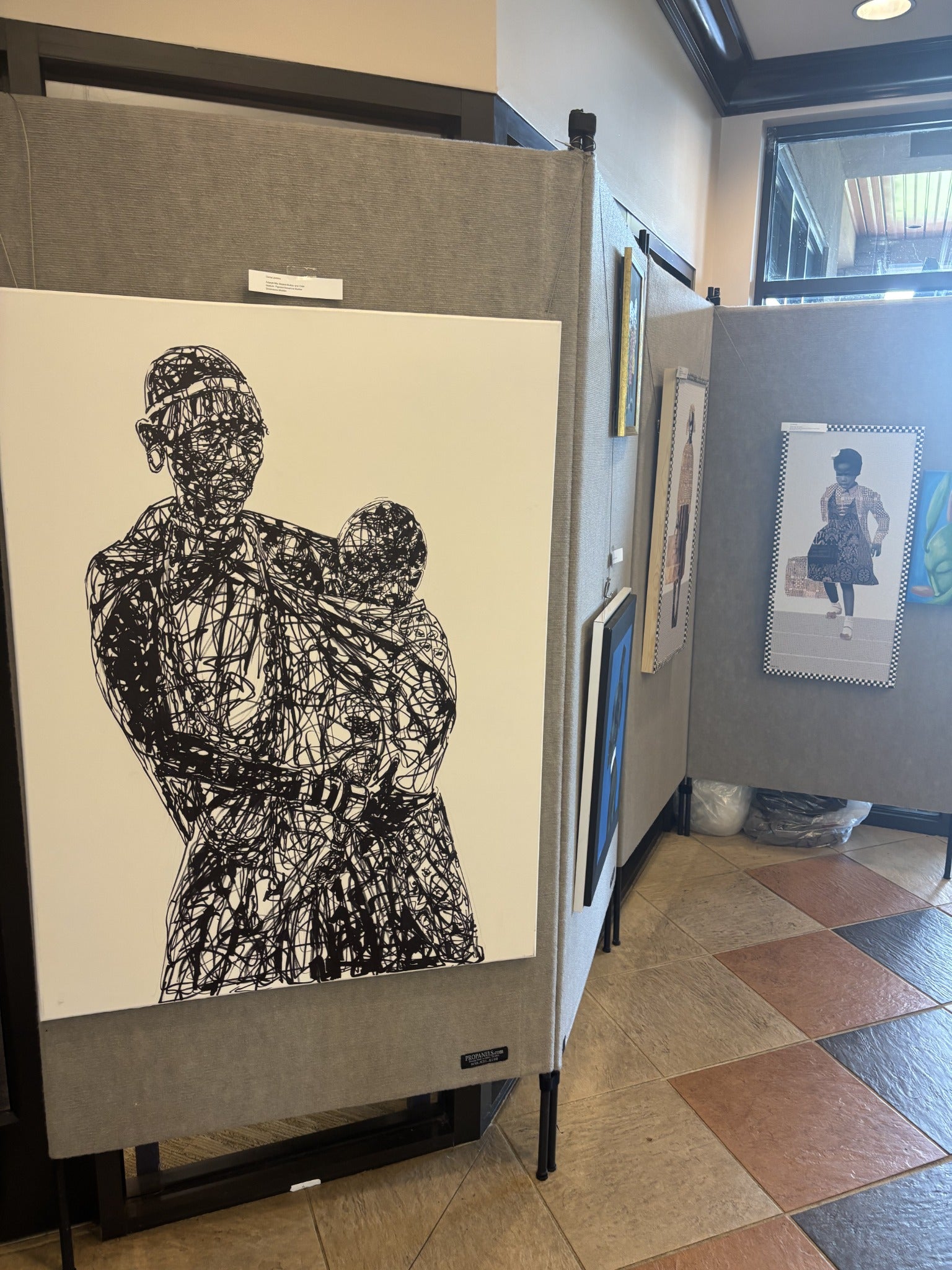 Black and white artwork featured in the Wynona's House fundraising exhibition