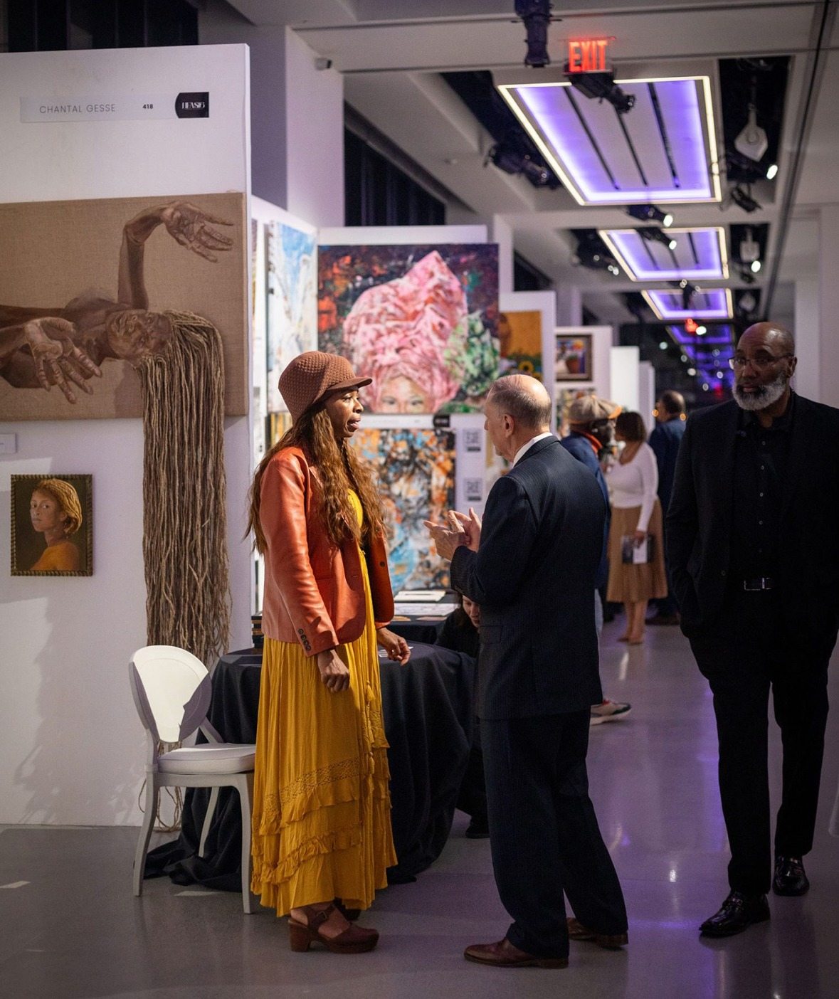 Visitors at a fine arts exhibition